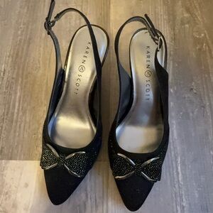 Karen Scott Black Heels with Bow Accent